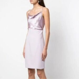 cinq a sept lavender light purple karina cowl mini dress candy cocktail satin